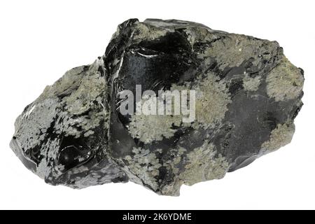 snowflake obsidian from Mexico isolated on white background Stock Photo