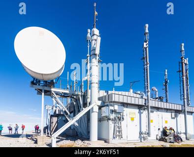 Puchberg am Schneeberg: summit Klosterwappen on mountain Schneeberg, Directional radio station of the Austrian Armed Forces for airspace surveillance Stock Photo