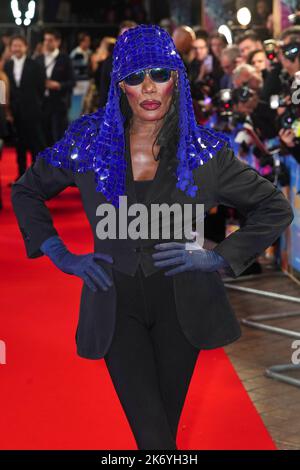 Grace Jones attending the European premiere of Glass Onion: A Knives Out Mystery during the BFI London Film Festival 2022 at the Royal Festival Hall, Southbank Centre, London. Picture date: Sunday October 16, 2022. Stock Photo