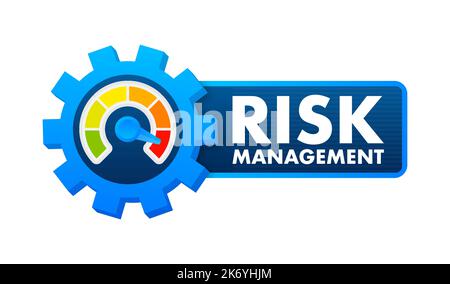 Risks management icon, label. Vector stock illustration. Stock Vector