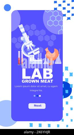 cultured red raw meat made from animal cells artificial lab grown meat production concept Stock Vector