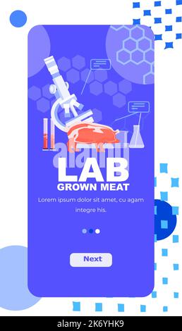 cultured red raw meat made from animal cells artificial lab grown meat production concept Stock Vector