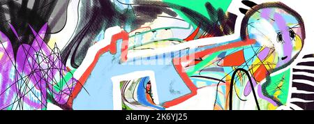 Digital art abstraction, abstract banner background contemporary artwork vector illustration Stock Vector