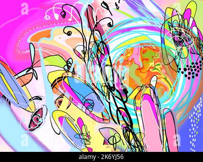 Contemporary abstract art, bright colors abstraction painting artwork vector illustration Stock Vector