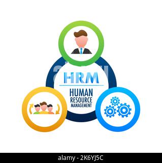 HRM Human Resource Management Vector Illustration with System Managing ...