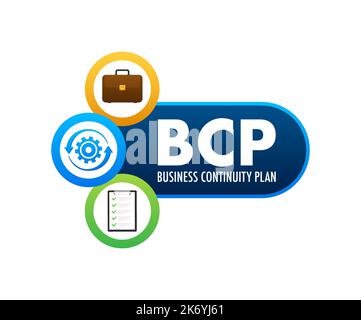 BCP - business continuity Plan business concept. Vector stock illustration. Stock Vector