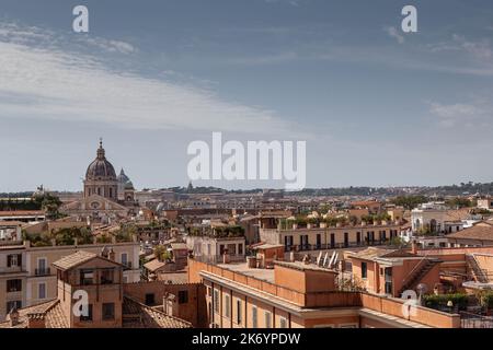 Green terraces and Saint Peter Basilica in the background Stock Photo