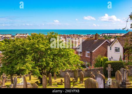 graveyard of St Leonards Church -The ancient parish church of Hythe, St Leonard's has overlooked this historic Cinque Ports Town Stock Photo