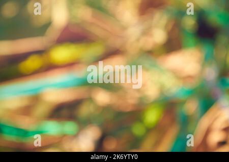 Blurry abstract modern holographic background in yellow tones in the style of the 80s. Crumpled iridescent foil of real texture. High quality photo Stock Photo
