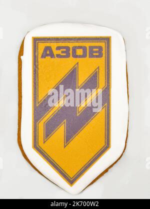 Kyiv, Ukraine - September 02, 2022: Special Operations Detachment Azov symbol. It is a unit of the National Guard of Ukraine. During the Siege of Mari Stock Photo