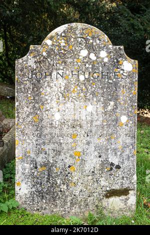 The headstone for John Hughes, a gypsy executed for horse theft, St Johns church churchyard, Itchen Abbas, Hampshire, England, UK Stock Photo