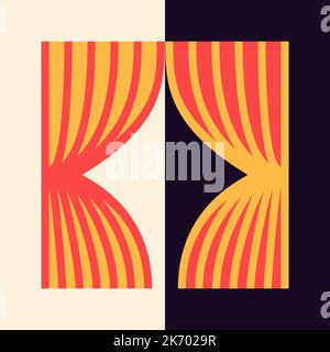 Theater Curtains Scene Flat Symbols Stock Vector