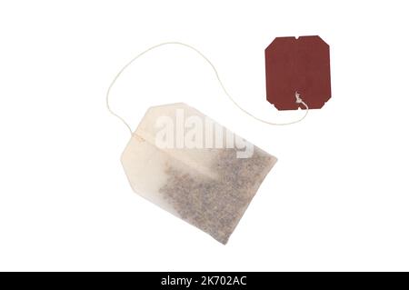 Organic Tea bag isolated on white background Stock Photo