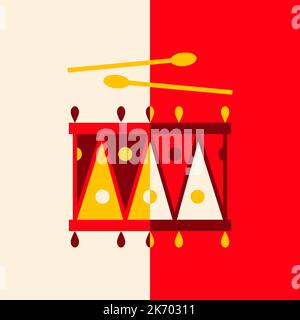 Circus Drum Flat Symbol Stock Vector