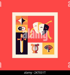 Theater Flat Symbols Stock Vector