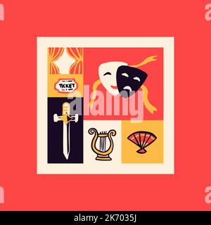 Theater Sketch Symbols Stock Vector