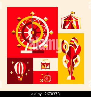 Circus Flat Color Symbols Stock Vector