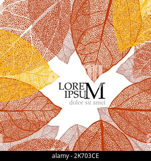 Frame with skeletonized leaves. Vector illustration Stock Vector