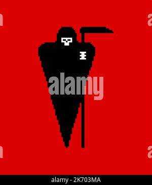 Grim Reaper Pixel art. 8 bit Death symbol. pixelated Vector illustration Stock Vector
