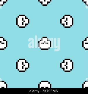 Skull Pixel art Pattern seamless. 8 bit skeleton head Background. pixelated texture Stock Vector