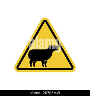 Attention Capybara. Caution guinea pig. Yellow Danger road sign. Stock Vector