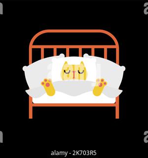 Cat is sleeping. Pet Sleeping in bed. Stock Vector