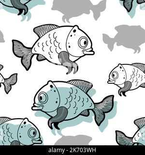 Fish Pattern seamless. Carp Background. Fishes Baby fabric texture Stock Vector