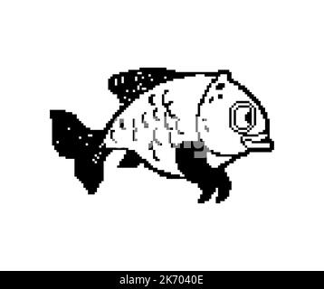 Fish Pixel art. 8 bit Carp. pixelated Vector illustration Stock Vector