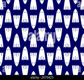 Ghost Pixel art Pattern seamless. 8 bit spook Background. pixelated Vector texture halloween Stock Vector