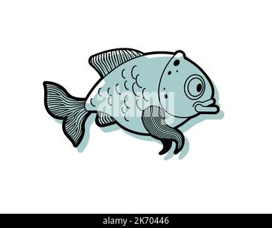 Fish Cartoon isolated. Carp Vector illustration Stock Vector