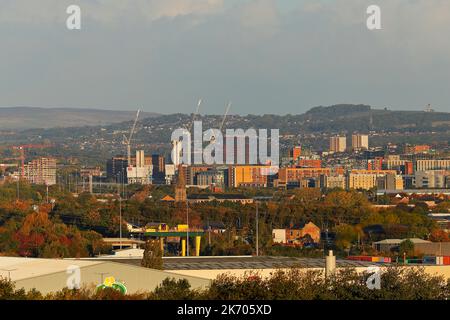 A view across Leeds City from Rothwell Country Park Stock Photo