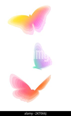 A set of gradients and a stylish butterfly print. Modern abstract background texture. Template for the design. Vector Stock Vector
