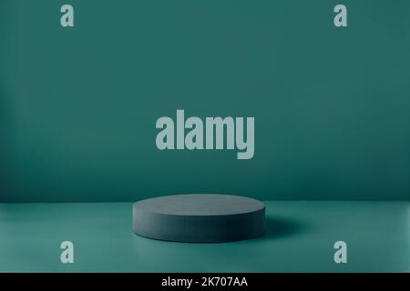 Podium on dark teal background. Concept scene stage showcase, product, promotion sale, presentation, beauty cosmetic. Trendy color 2023 Stock Photo