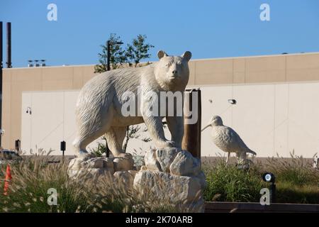 Sculptures at the entrance of Seneca Niagara resort and casino in city of Niagara Falls, NY Stock Photo