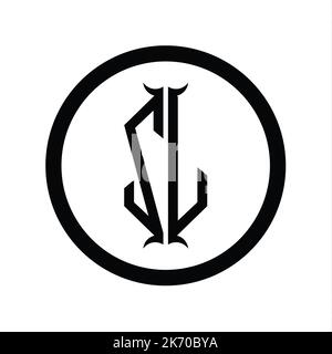 ZL Logo monogram letter with hexagon horn shape design template Stock ...