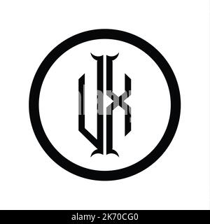 XU Letter Logo monogram hexagon shape with connect outline style design ...