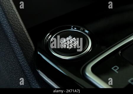 Close up engine start stop button in car Stock Photo