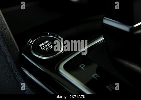 Close up engine start stop button in car Stock Photo
