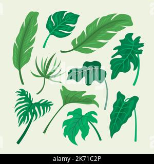 Hand Drawn Tropical Leaves Set Stock Vector