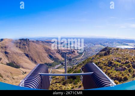 Cablecar View of Queenstown and Lake Wakatipu Stock Photo