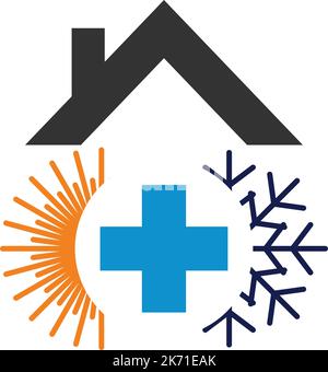 heating cooling service logo Icon Illustration Brand Identity Stock Vector