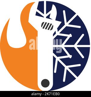 heating cooling service logo Icon Illustration Brand Identity Stock Vector