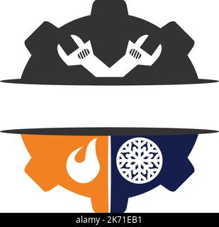 heating cooling service logo Icon Illustration Brand Identity Stock Vector