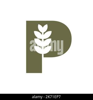 Initial Letter P Brewing Logo With Beer Icon Vector Template Stock Vector