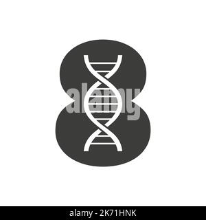Initial Letter 8 DNA Logo Concept For Biotechnology, Healthcare And Medicine Identity Vector Template Stock Vector
