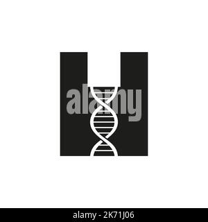 Initial Letter H DNA Logo Concept For Biotechnology, Healthcare And Medicine Identity Vector Template Stock Vector