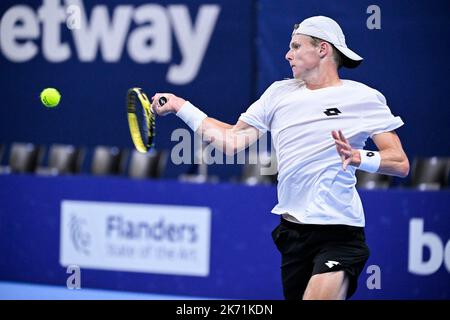 Dutch Jesper De Jong pictured in action during the men's singles first ...