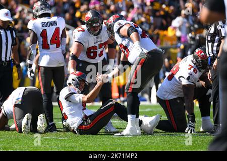 Tampa Bay Buccaneers offensive tackle Brandon Walton (73) walks off the  field after an NFL football game against the Seattle Seahawks on Nov. 13,  2022, in Munich. The Buccaneers defeated the Seahawks