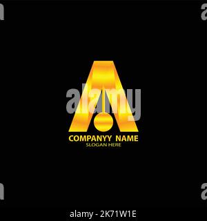 Gold gradient Letter a logo icon template. Stock Vector