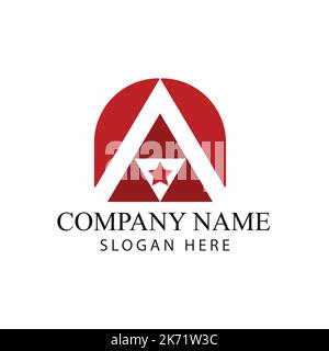 Letter a logo icon template in star shape on white isolated background. Stock Vector